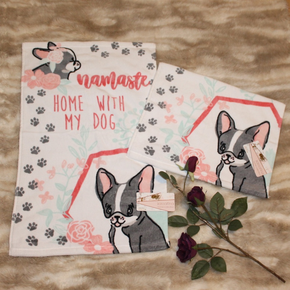 Kassafina Dog Boston Terrier Hand Towels NWT